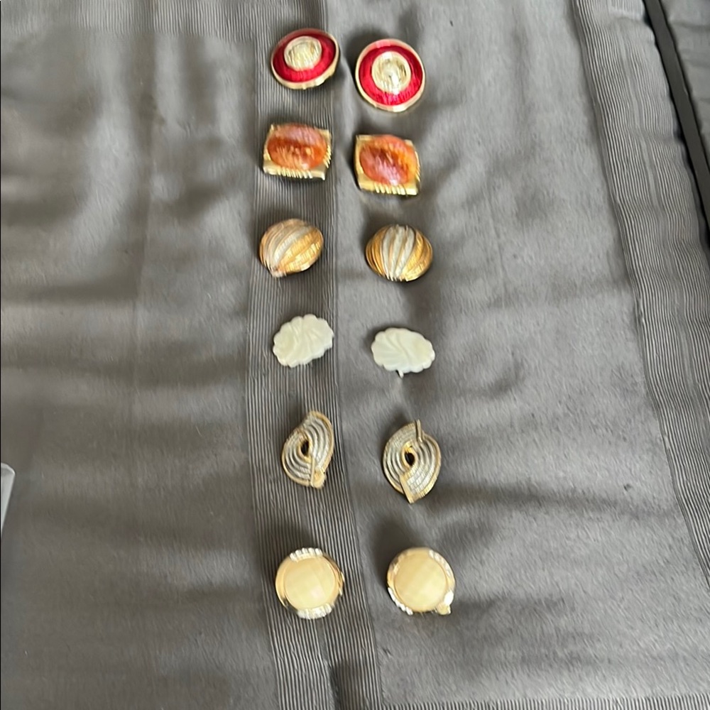 Clip on earrings a set of six